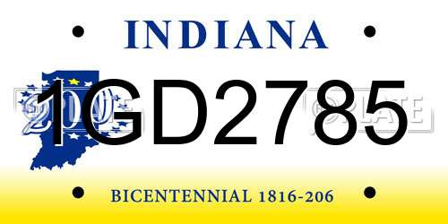 1GD2785 Indiana License Plate