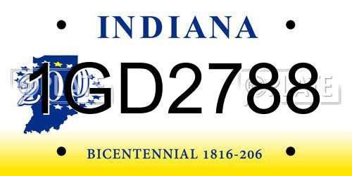 1GD2788 Indiana License Plate