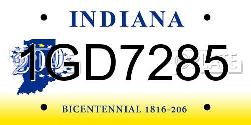 1GD7285 Indiana License Plate