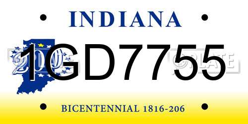 1GD7755 Indiana License Plate