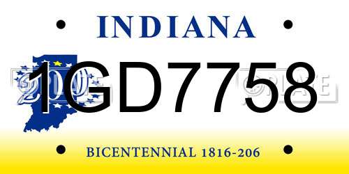 1GD7758 Indiana License Plate