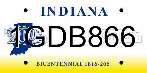 1GDB866 Indiana License Plate