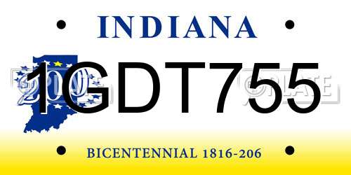 1GDT755 Indiana License Plate