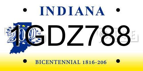 1GDZ788 Indiana License Plate