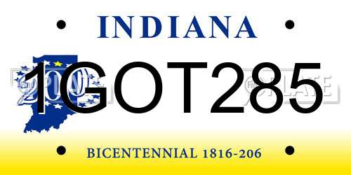 1GOT285 Indiana License Plate