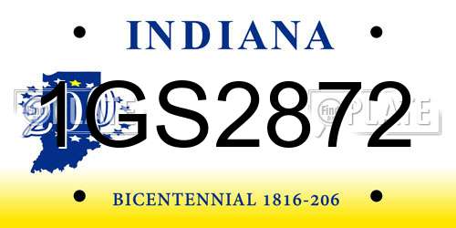1GS2872 Indiana License Plate