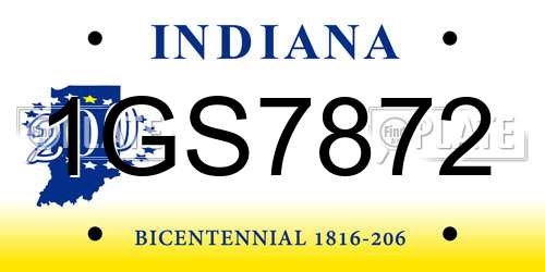 1GS7872 Indiana License Plate