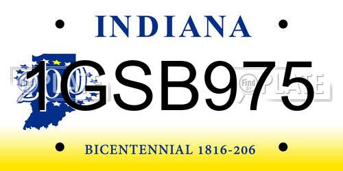 1GSB975 Indiana License Plate