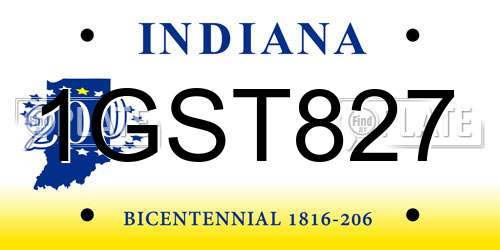 1GST827 Indiana License Plate