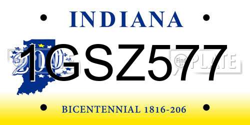 1GSZ577 Indiana License Plate