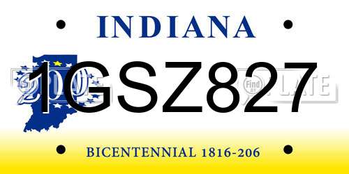 1GSZ827 Indiana License Plate