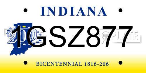 1GSZ877 Indiana License Plate
