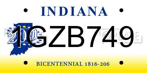 1GZB749 Indiana License Plate