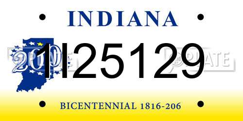 1I25129 Indiana License Plate