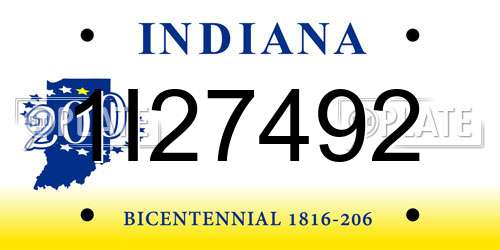 1I27492 Indiana License Plate