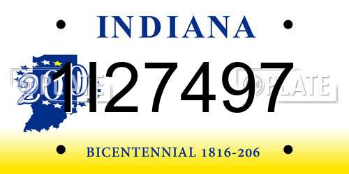 1I27497 Indiana License Plate