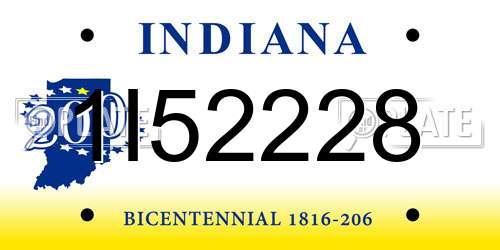 1I52228 Indiana License Plate