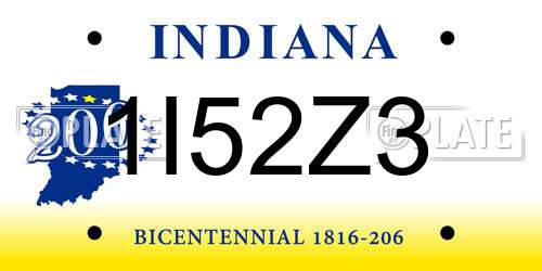 1I52Z3 Indiana License Plate