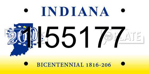 1I55177 Indiana License Plate