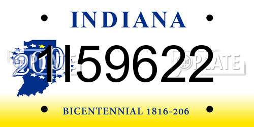 1I59622 Indiana License Plate