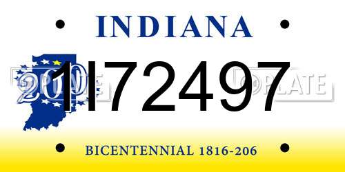 1I72497 Indiana License Plate