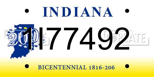 1I77492 Indiana License Plate
