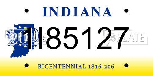 1I85127 Indiana License Plate