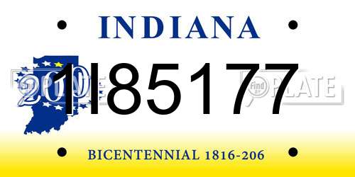 1I85177 Indiana License Plate