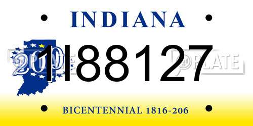 1I88127 Indiana License Plate