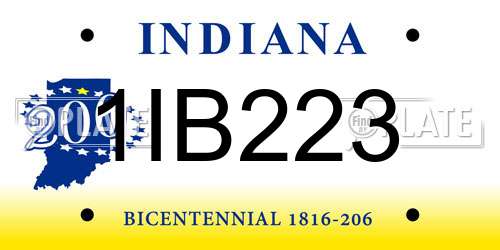 1IB223 Indiana License Plate