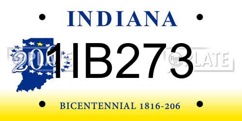 1IB273 Indiana License Plate