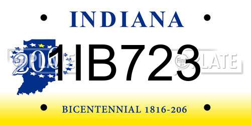 1IB723 Indiana License Plate