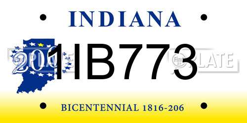 1IB773 Indiana License Plate