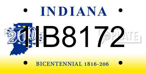 1IB8172 Indiana License Plate