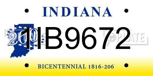 1IB9672 Indiana License Plate