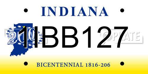 1IBB127 Indiana License Plate