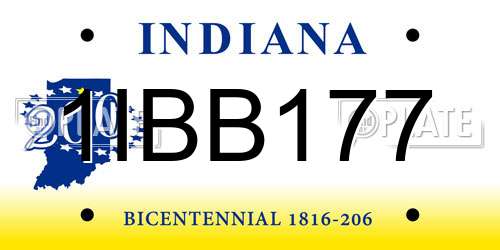 1IBB177 Indiana License Plate