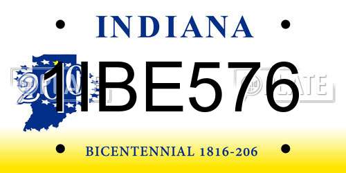1IBE576 Indiana License Plate