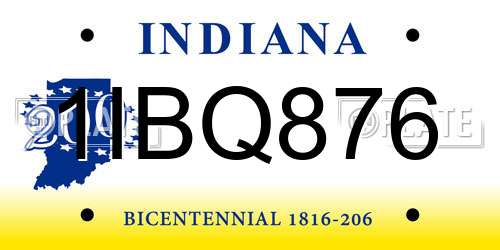 1IBQ876 Indiana License Plate