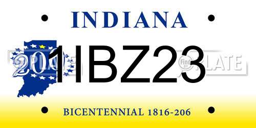 1IBZ23 Indiana License Plate