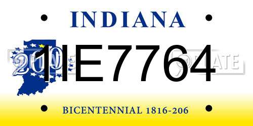 1IE7764 Indiana License Plate