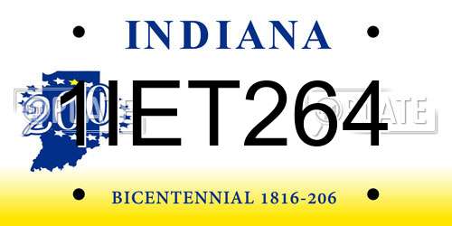 1IET264 Indiana License Plate