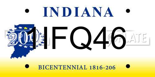 1IFQ46 Indiana License Plate