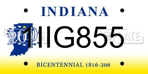 1IIG855 Indiana License Plate