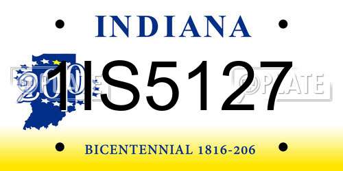 1IS5127 Indiana License Plate
