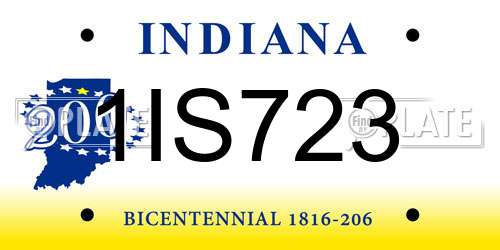 1IS723 Indiana License Plate
