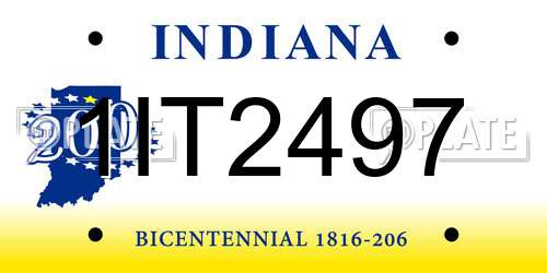 1IT2497 Indiana License Plate