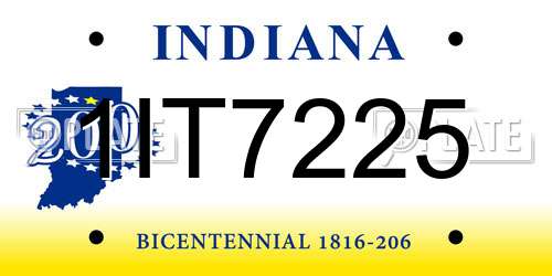 1IT7225 Indiana License Plate