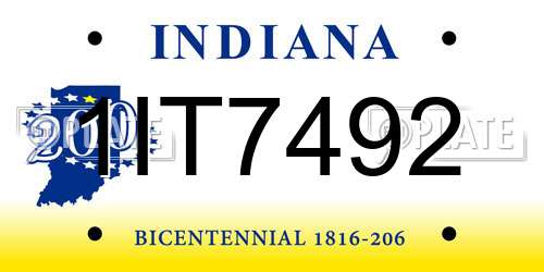 1IT7492 Indiana License Plate