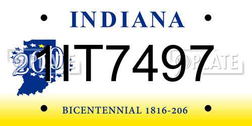 1IT7497 Indiana License Plate